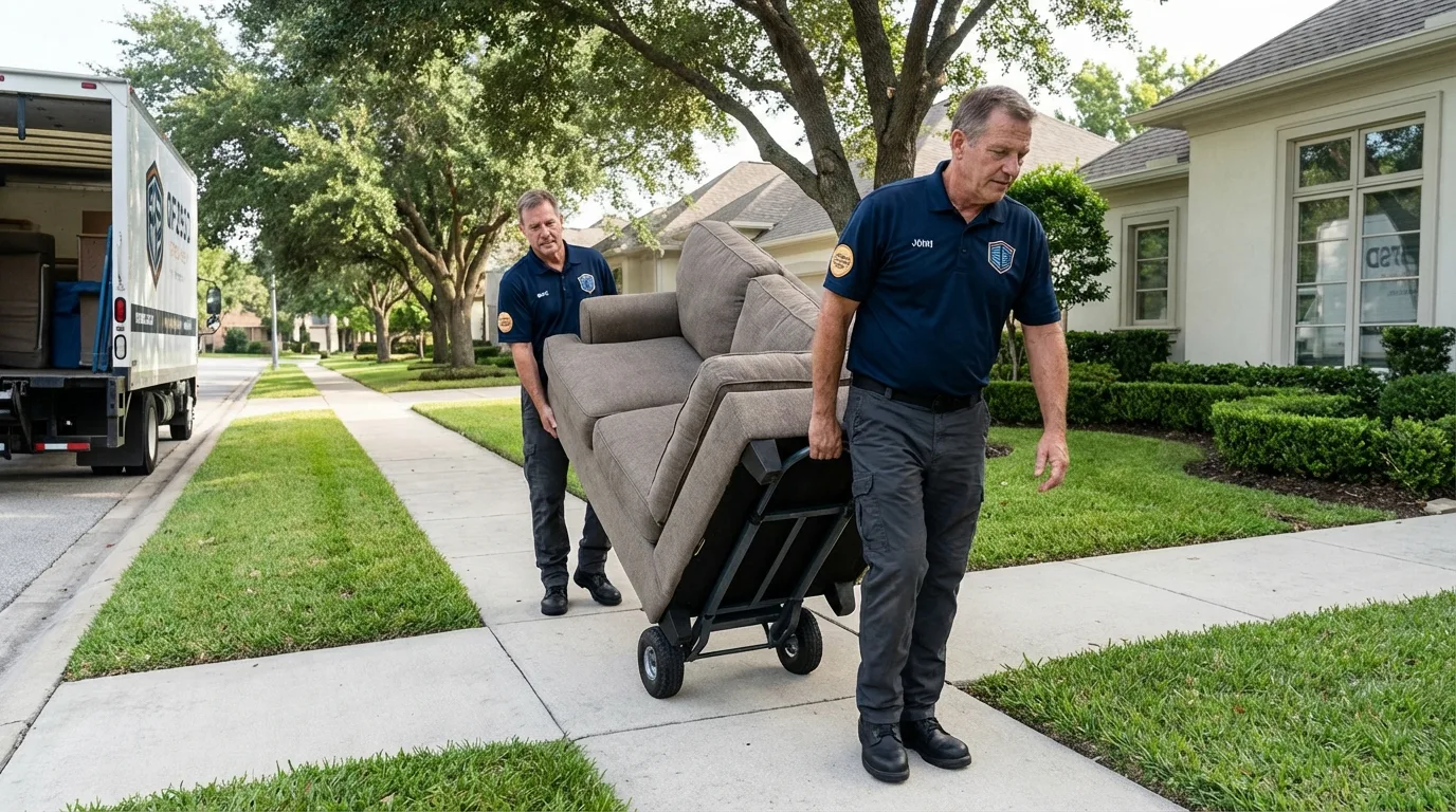 Local residential moving crew loading furniture in New Sharon, ME
